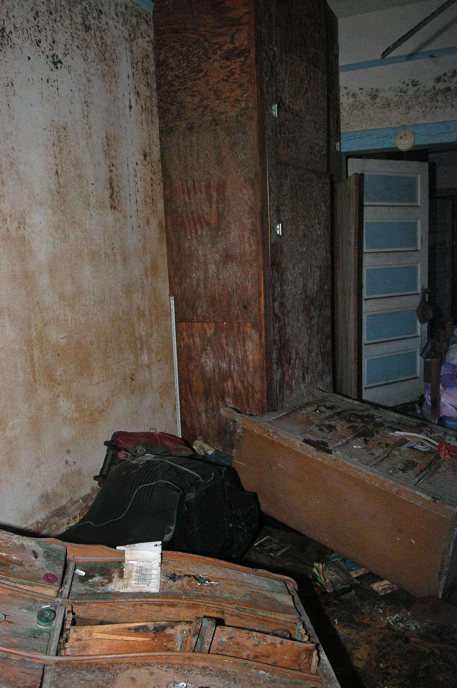 Mold-stained walls in a water-damaged room. Shown on the Bathroom mold page for Cape Coral, FL.